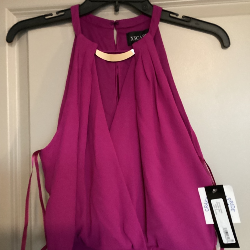 Xscape Evenings Ruffle Detail Crepe High-Low Gown, size 6 - Picture 4 of 13